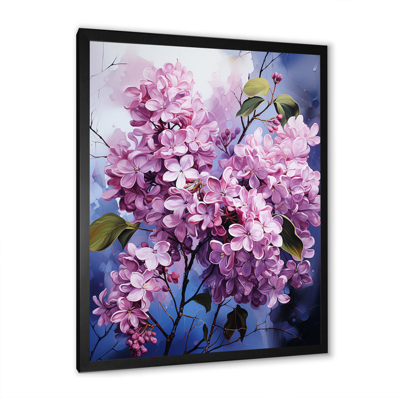 Lilas beauté dévoilé sur toile, Cadre simple noir, H 40 po x l 30 po x P 1,5 po