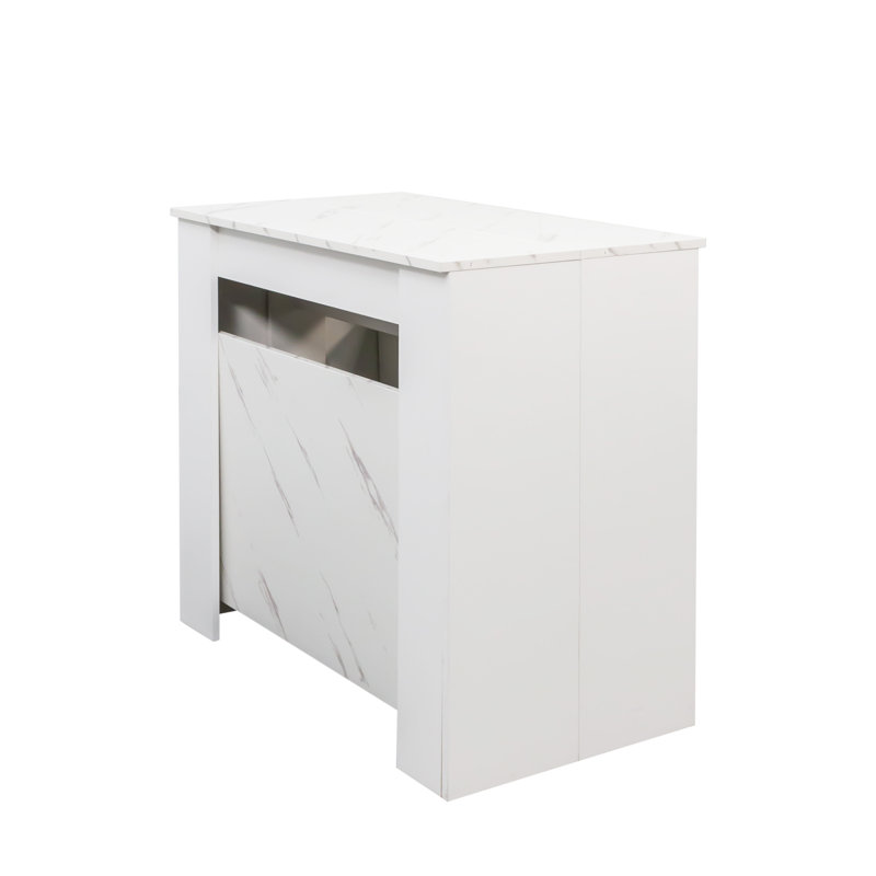 Extendable Dining Table, White Marble