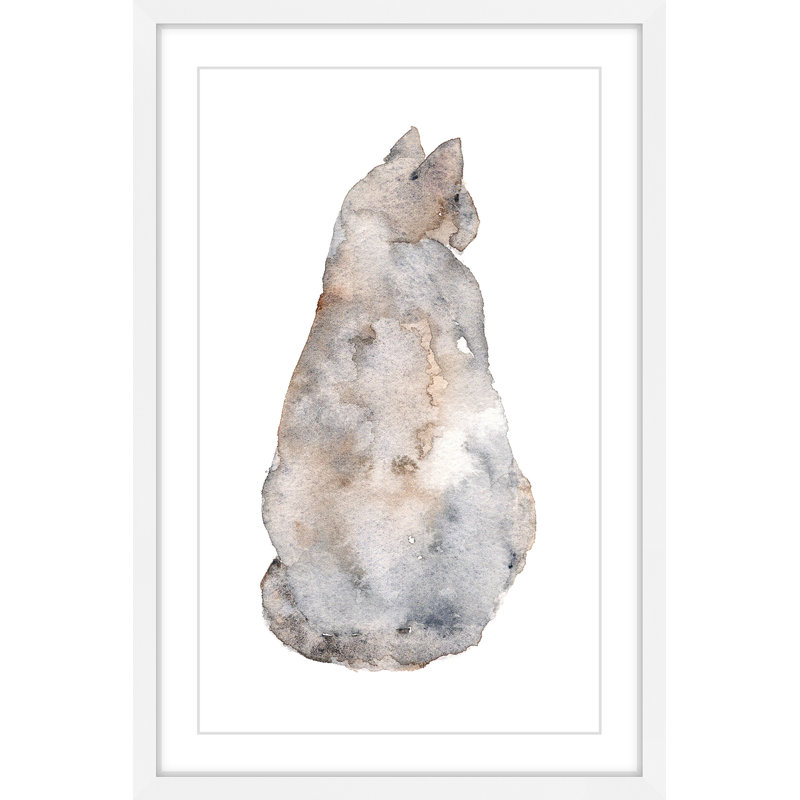« grey brown cat » par la cartouche sparrow, reproduction d’art encadrée, H 24 po x l 16 po x P 1,5 po