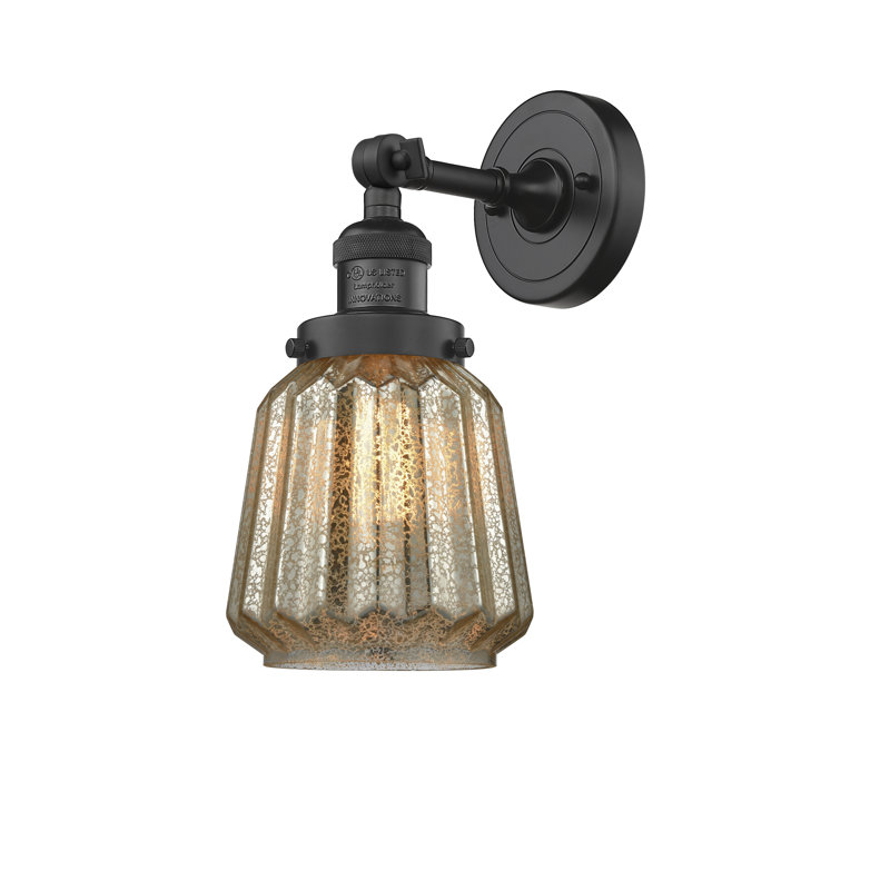 Vinson Dimmable Bath Sconce, 6 Watt Vinage LED Bulb, Mercury Plated, Black Antique Brass