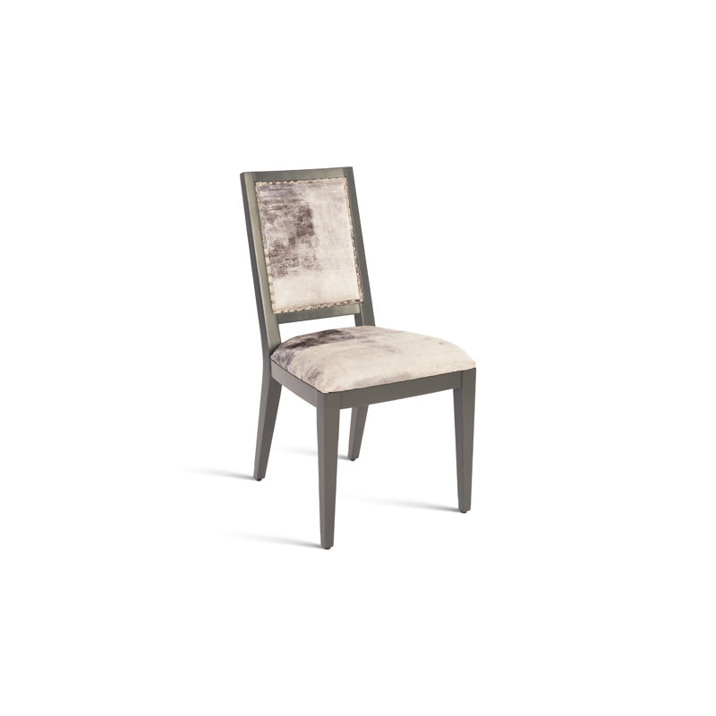 Gray and Black Upholstered Solid Wood Side Chair