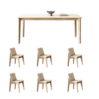 Table et chaises en frêne blanc élégant
