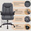 Chaise de bureau ergonomique en cuir - Chaise de bureau pivotante avec accoudoirs rabattables et support pour le dos-1921523791
