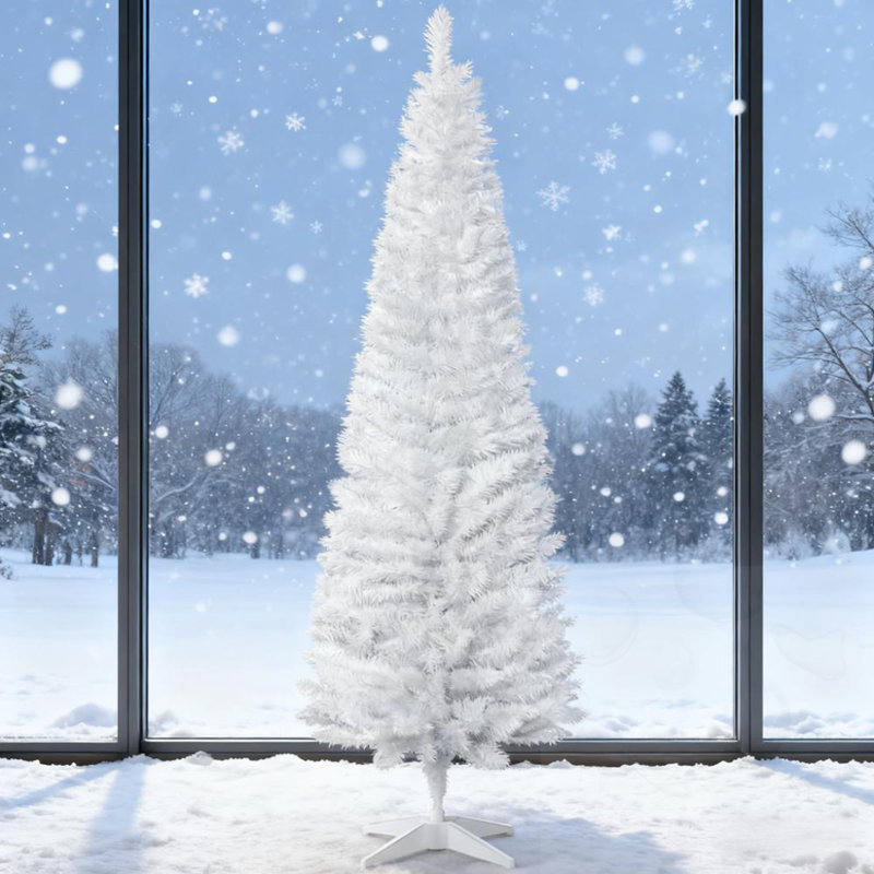 Arbre de Noël mince 6 pi, Argent