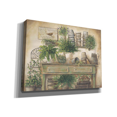 «Potting Bench I» par Pam Britton, art mural sur toile