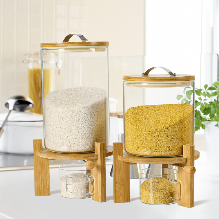 Rice storage and dispenser  Glass food storage containers, Glass food  storage, Cereal containers