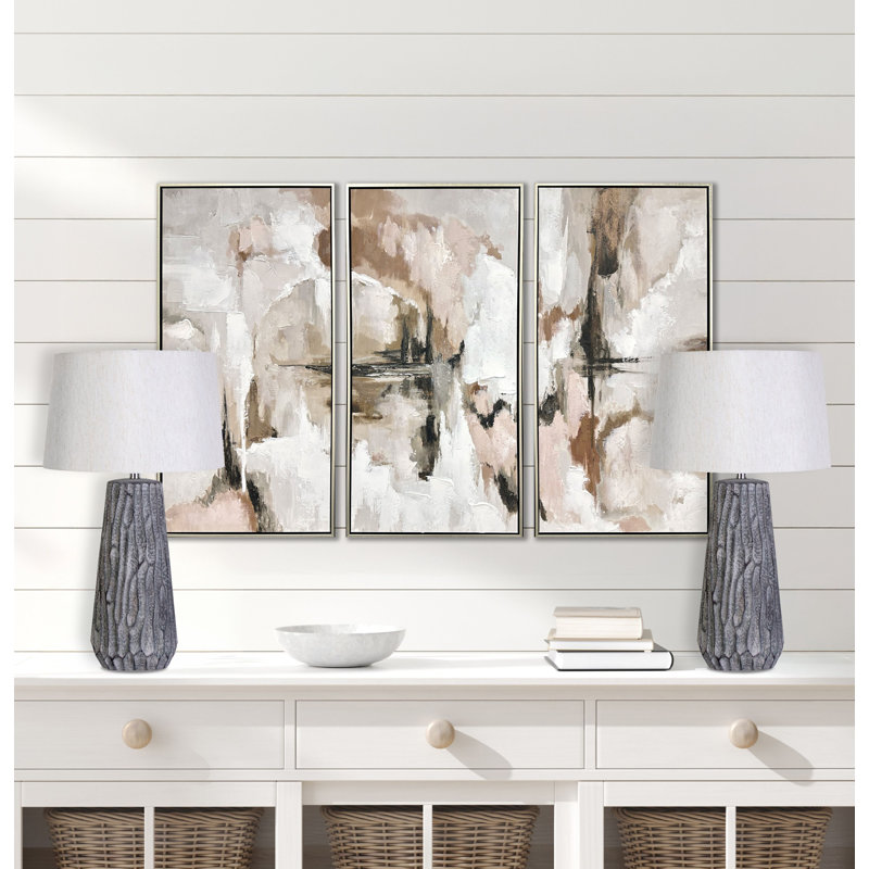 Lampe de table en céramique texturée Elegance - gris - ensemble de 2