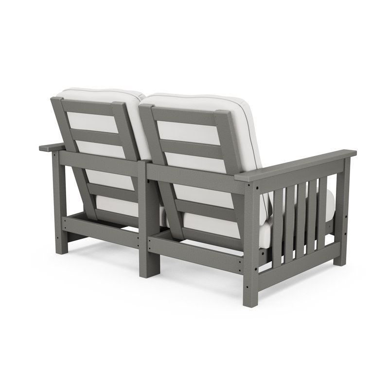 Club Mission Loveseat, Slate Gray Frame/Natural Linen Cushion