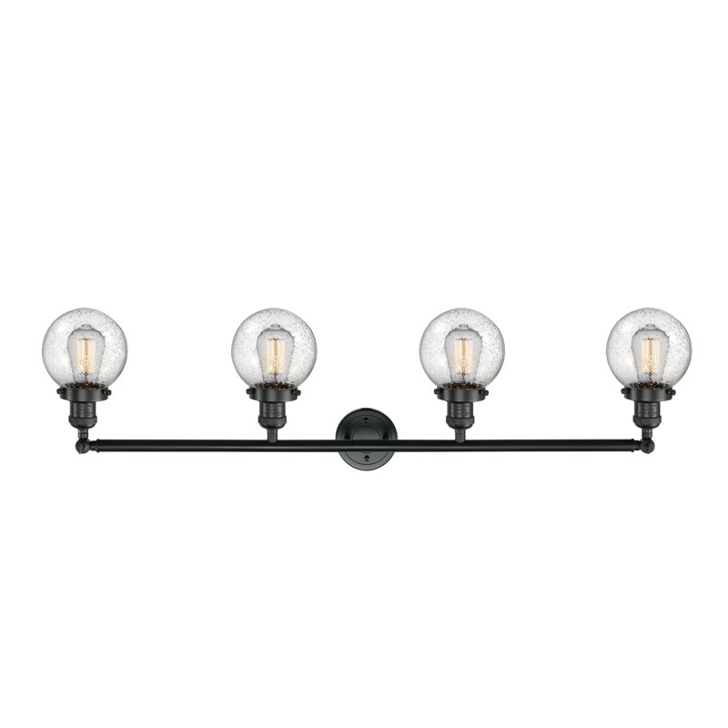 Éclairage pour meuble-lavabo en laiton antique à 4 lumières Lorri, Noir mat, Ampoule non incluse