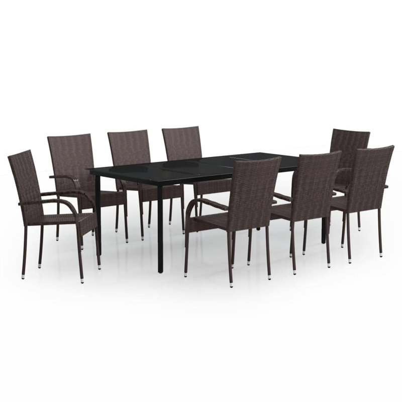 Rectangular 8 - Person Dining Set, Brown