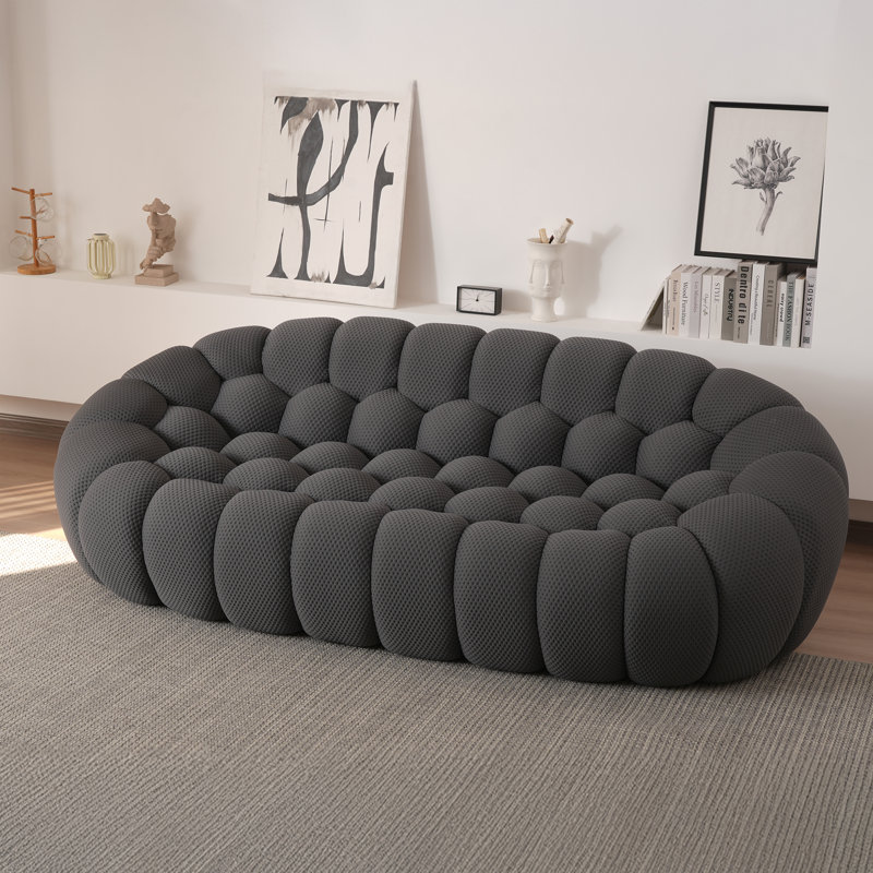 Canapé rembourré Cenie, sans assemblage requis, Gris foncé, H 30,71 po x l 98,43 po x P 42,52 po