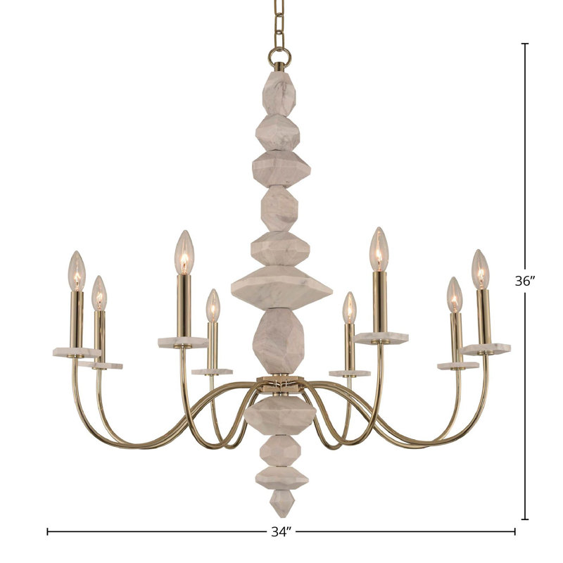 Carrara 8 LT Champagne Gold Chandelier Kalco