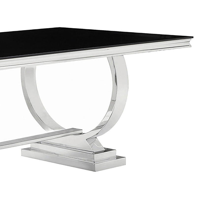 Mercy Black Rectangular Glass Top Dining Table