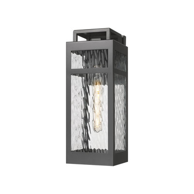 Ridgeway 1-Light 6" Matte Black Coastal Outdoor Sconce With Water Glass