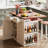 3 Pieces Kitchen Island Set with Storage Cabinet, Drawers, and 2 Stools-378934770