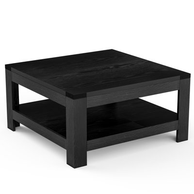 Zara Square Coffee Table With 2-tier Storage Shelves