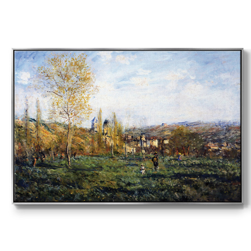 «Springtime In Vetheuil», 1880, reproduction d'art sur toile, Toile avec cadre argenté, H 25 po x l 37 po x P 2 po