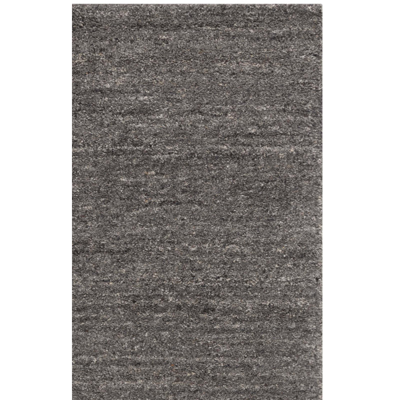 Tapis gris en laine / coton touffeté à la main Misak, Rectangle 6 pi x 9 pi