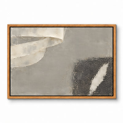 Crème bandes courbées au-dessus d'un coin texturé noir, art mural encadré sur toile, art mural décoratif pour le salon, la chambre à coucher, le bureau et la maison