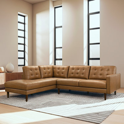 Canapé modulaire en cuir brun clair Lucco