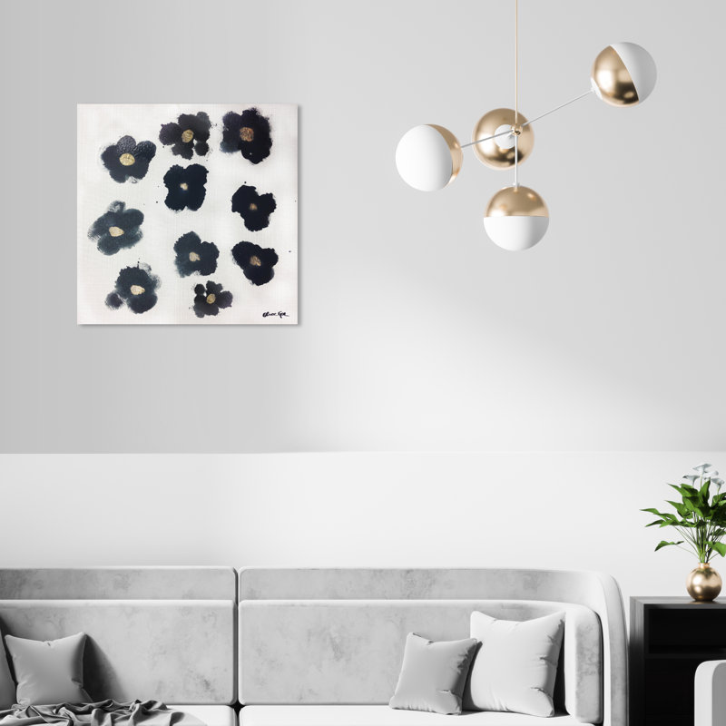 Coco's Gold Camellias - Graphic Art, 20" H x 20" W, Wrapped Canvas, No Mat