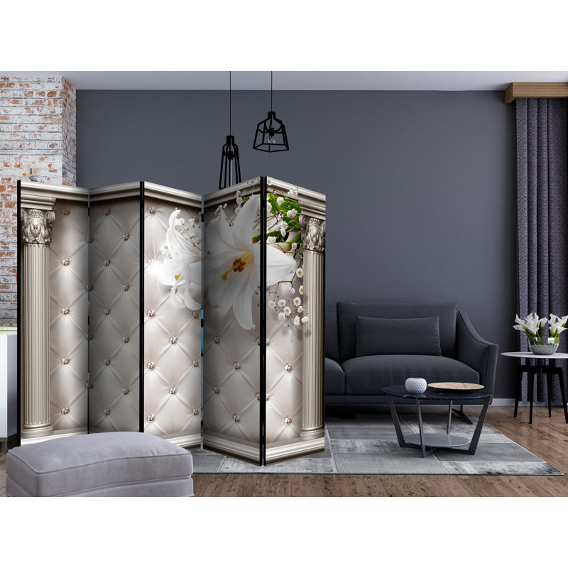 225cm W x 172cm H 5 - Panel Solid Wood Folding Room Divider