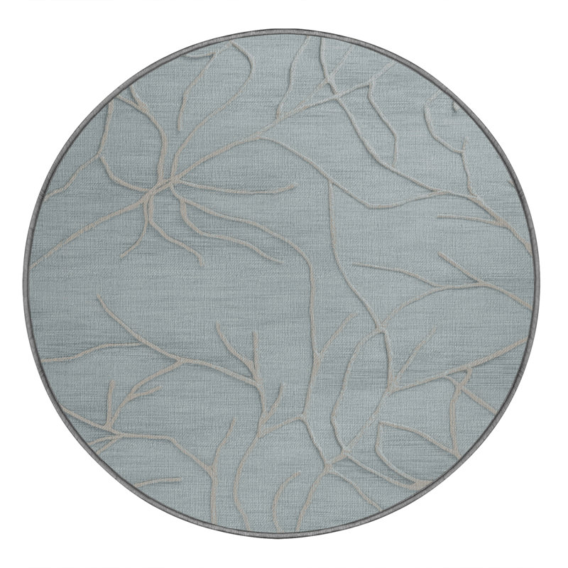 Tapis abstrait gris lavable à la machine, Rond 7 pi