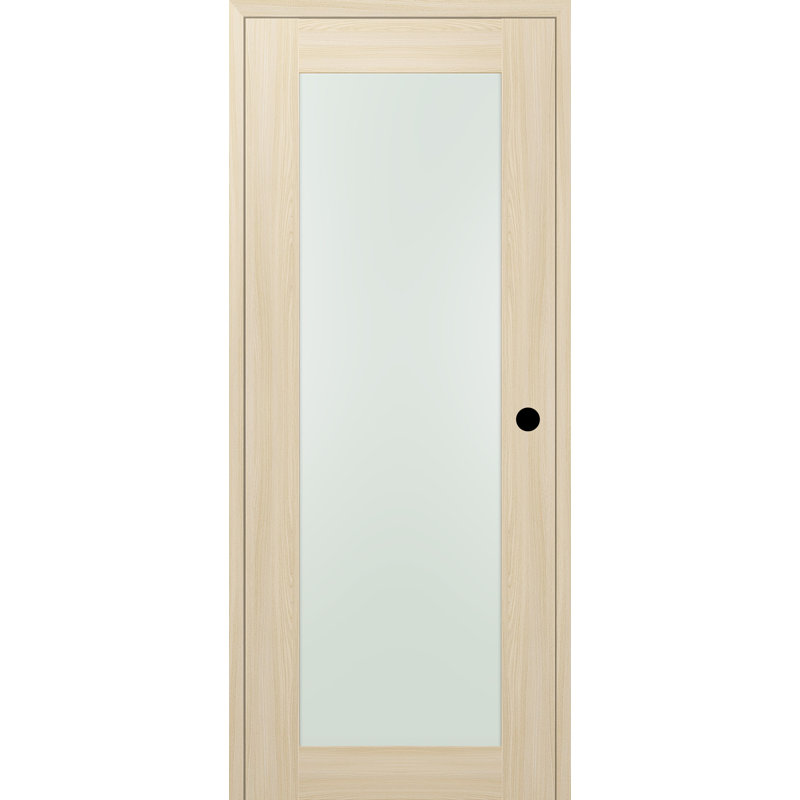 Porte standard préfinie en bois manufacturé et en verre Avon 207, 29,75 po x 79,37 po, Frêne de la loire, Côté gauche