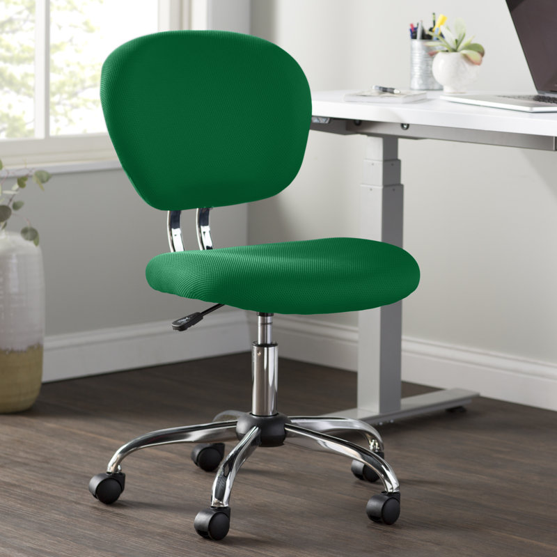Chaise de bureau pivotante rembourrée à dossier moyen en maillage Wayfair Basics®, Bleu marine, Non
