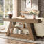 Console de 63 pouces, table d'entrée en bois avec tablettes de rangement