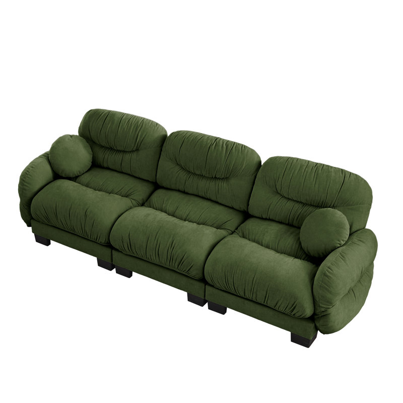 Pleated Design Cozy Chenille Fabric Modular Sofa, H 36,2 po x l 116,1 po x P 34,2 po, Vert