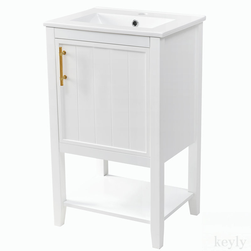Frere 20 " W Free Standing Wall Mounted 1 Single Vanity Bathroom Vanity With Ceramic Top, White