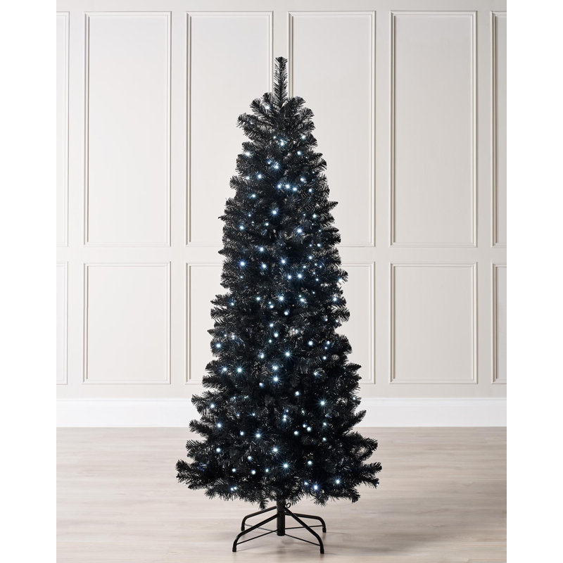 6' H Lighted Artificial Christmas Tree, Cool White, Black