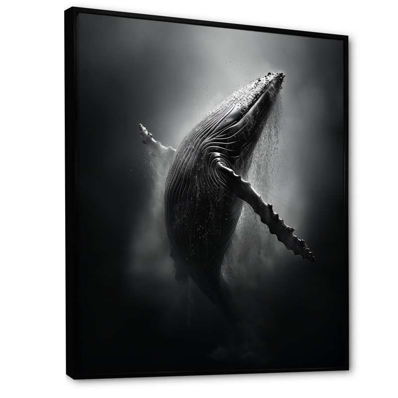 Whale Dance I - Whale Animal, art mural, Cadre flottant noir, H 20 po x l 12 po x P 1 po