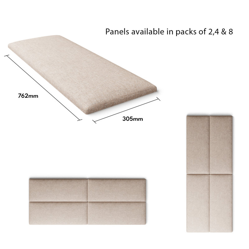 Kauthar 30 cm x 75 cm Peel and Stick Upholstered Wall Paneling in Natural