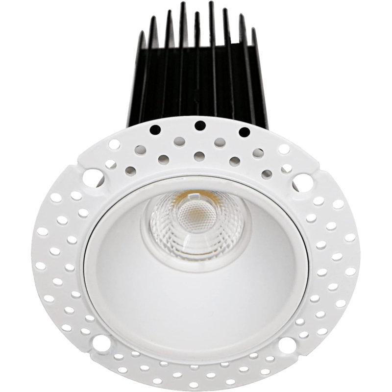 Luminaire encastré rond sans culot de 2 po 15 W à 1000 lumens Perlglow, Blanc