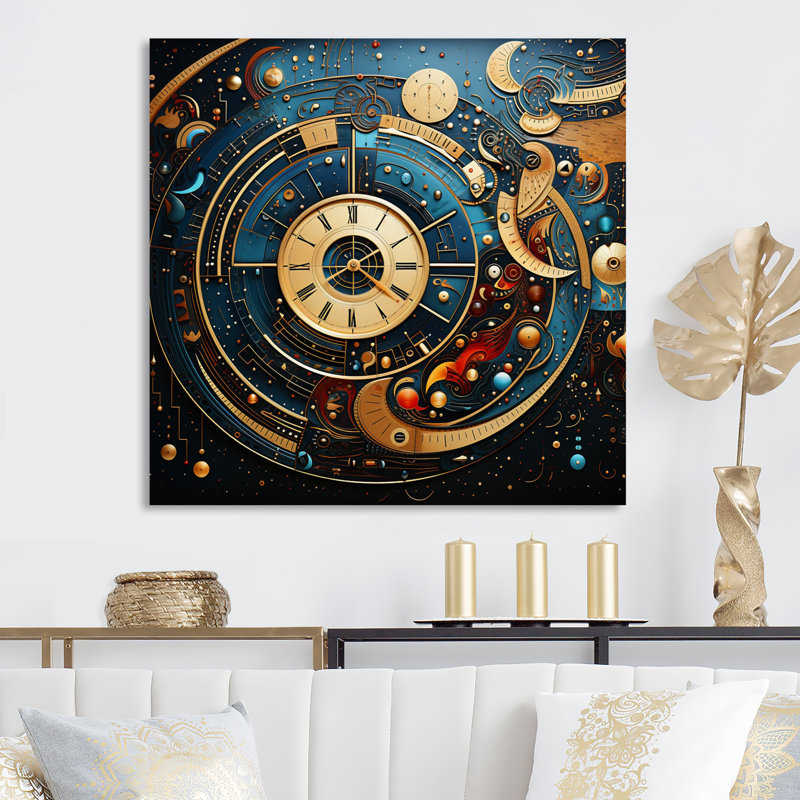 Horloge mécanique symétrique pointillisme, H 29 po x l 29 po x P 1 po