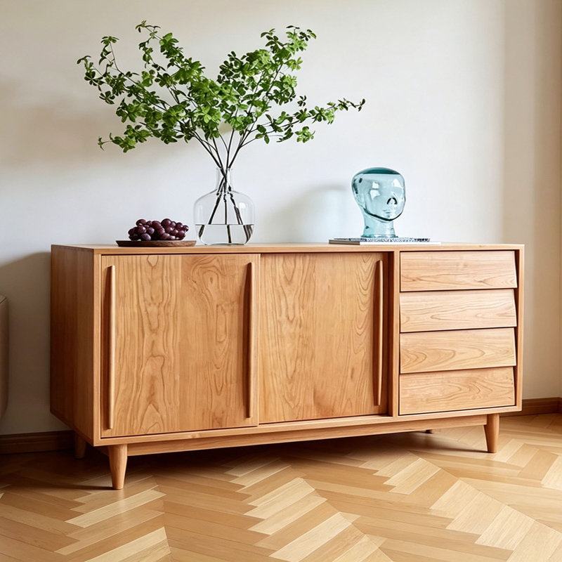 Buffet simple en bois massif avec rangement, 32.28" H x 78.74" W x 16.53" D