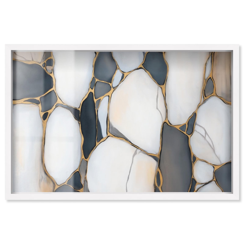 «Metamorphic Medley I Shadowbox Print Boho» par Art Remedy, H 25 po x l 37 po, Blanc