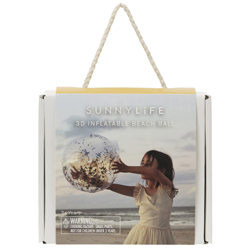 Sunnylife: ballon de plage gonflable 3D - barbe à papa - paillettes de 13 po, figurine de papillon à l'intérieur et jeu de confettis en mouvement, piscine-eau-jeu extérieur