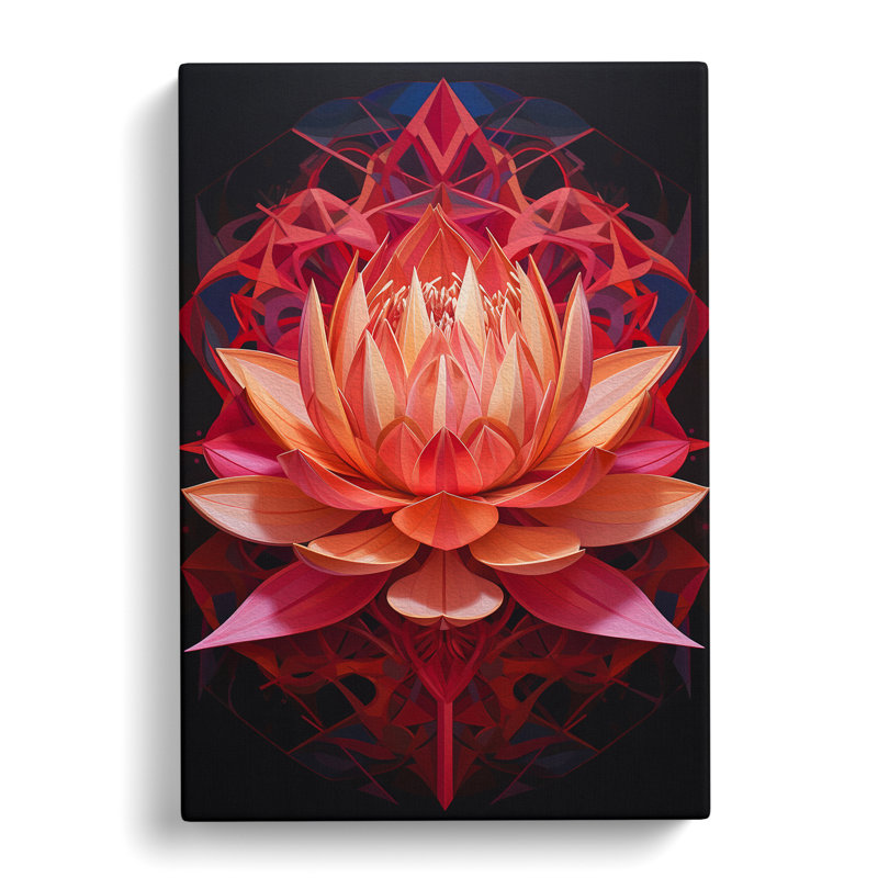 Lotus Flower Geometric - Wrapped Canvas, 60cm H x 40cm W x 3cm D