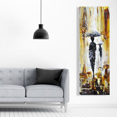 Silhouettes sous la pluie - décor de toile pour salon femme