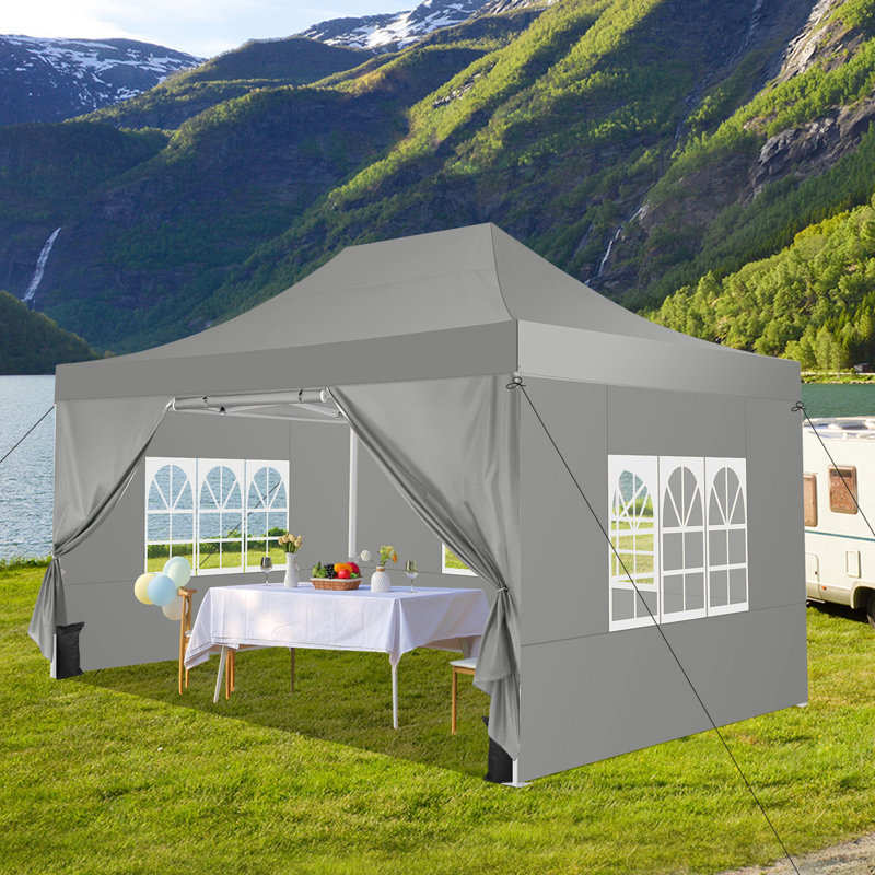Tente escamotable robuste de 180 po x P 118 po avec 4 parois latérales, tente de fête imperméable, tentes commerciales instantanées faciles à installer