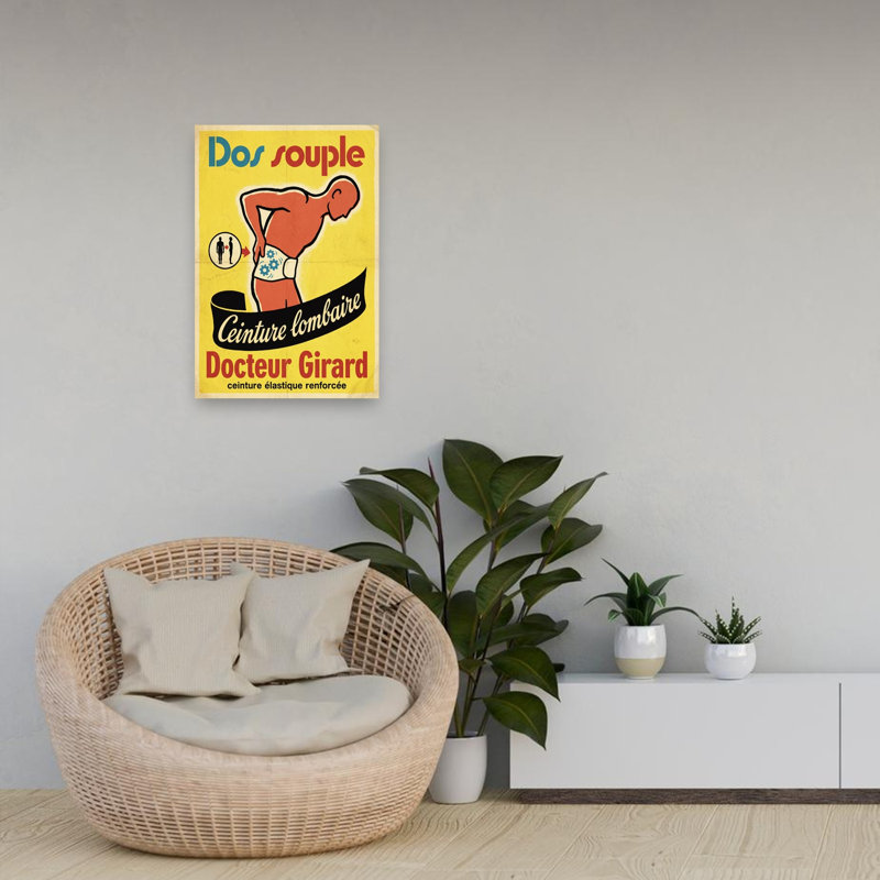 «Vintage French Back Support Retro», reproduction d'art murale rétro, 24" H x 16" W