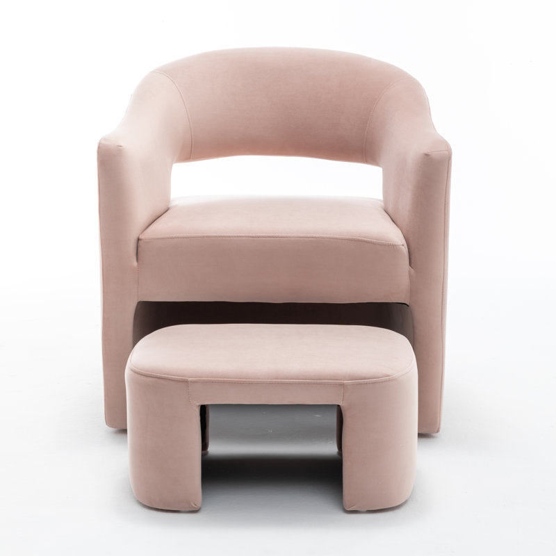 Fauteuil demi-tonneau avec repose-pieds Kyah, Rose