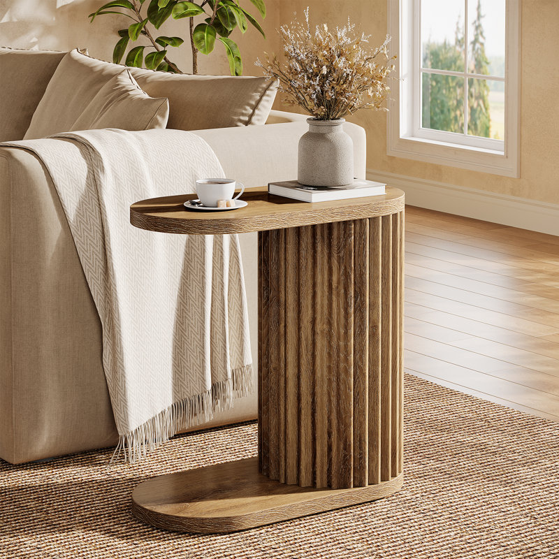 Narrow Fluted C-shaped End Table