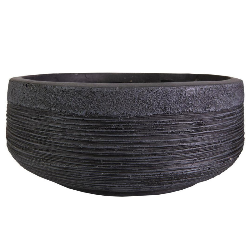 Garden Bowl Planter, Lightweight Ribbed Reinforced Stone Frostproof Outdoor Plant Pot, Planter with Drainage Holes, Bonsai Pot, Shallow Planter