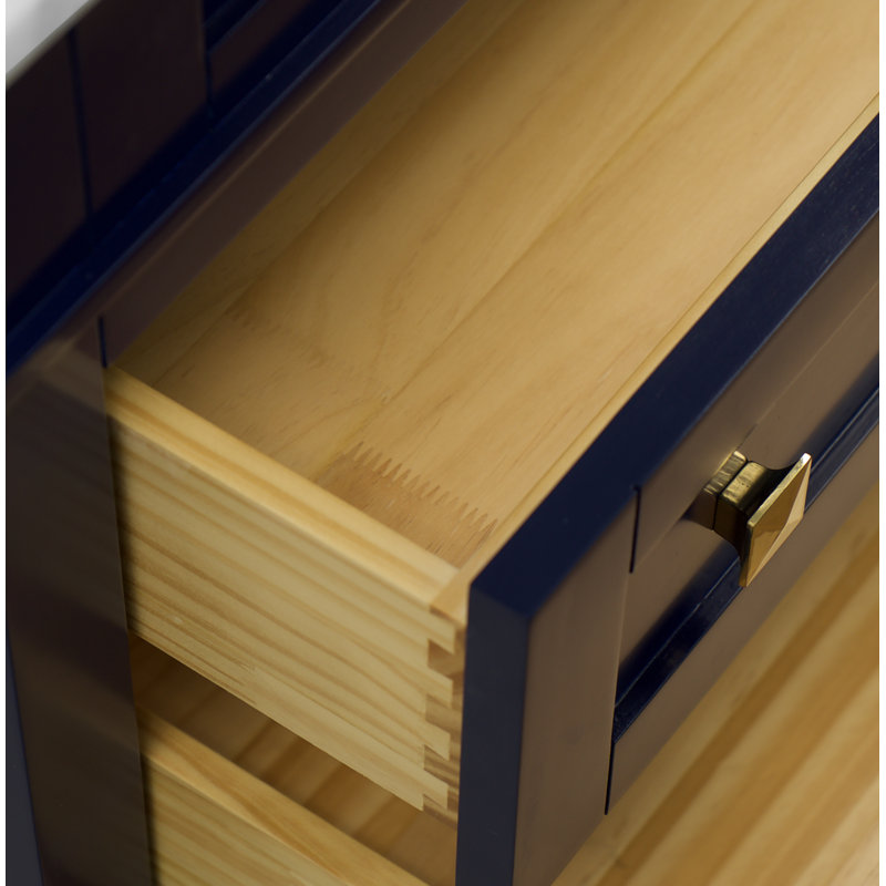 Ensemble de meuble-lavabo simple 24 "avec armoire bleu royal et comptoir en marbre de Carrare Francfort, Marbre de Carrare
