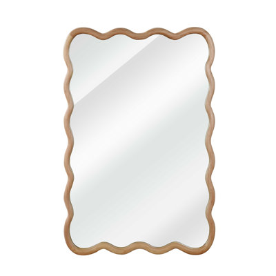 Wavy Rectangle Solid Wood Frame Decorative Mirror