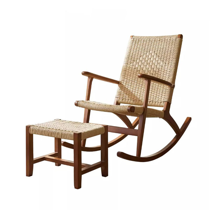 Chaise berçante simple en bois massif, Brun foncé